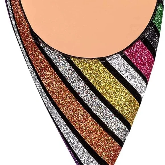 FSJ Multicolor Striped Women's Heels - Picture 4 of 4